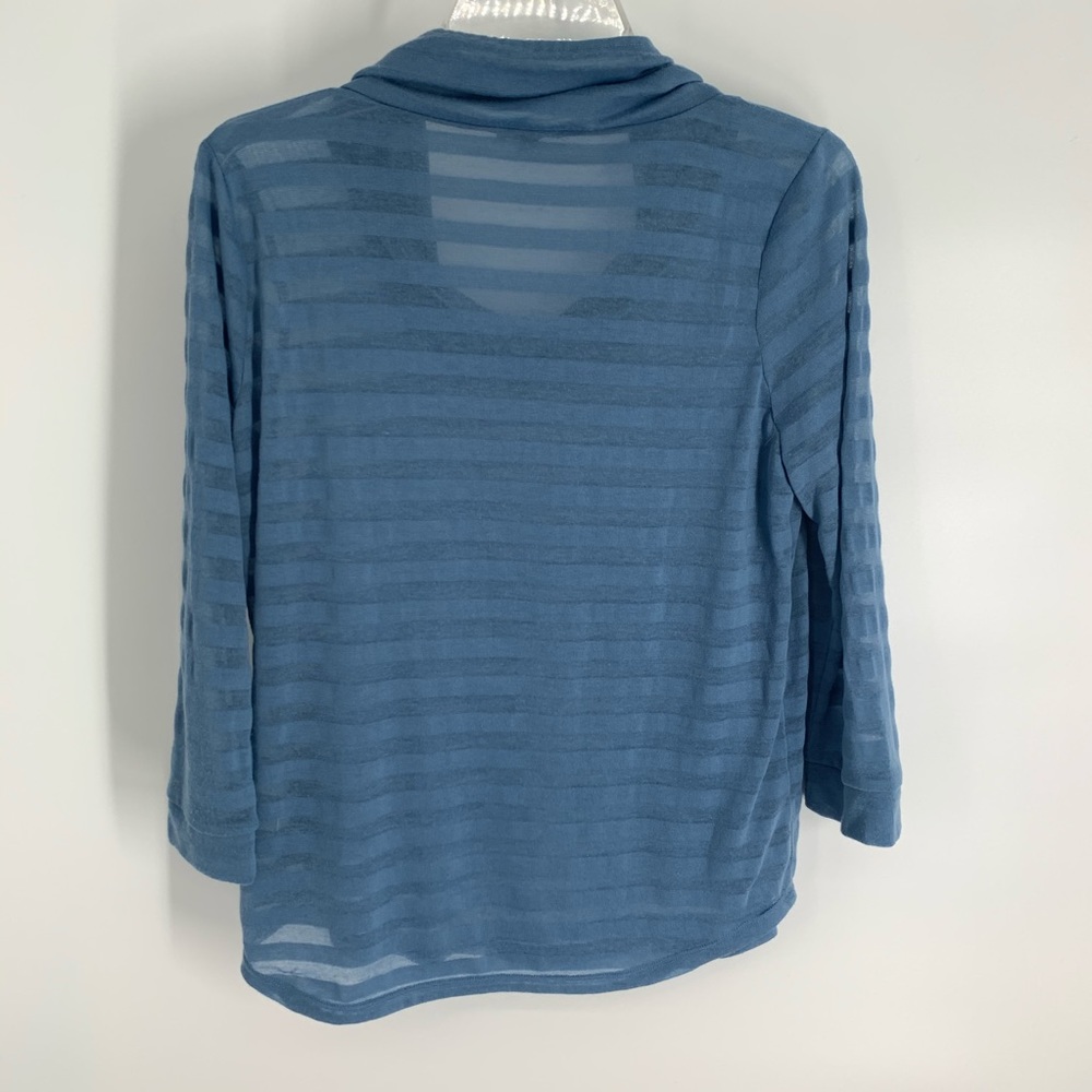 Cupio Heather Blue Sheer Cowl Top, Small - Picture 5 of 5